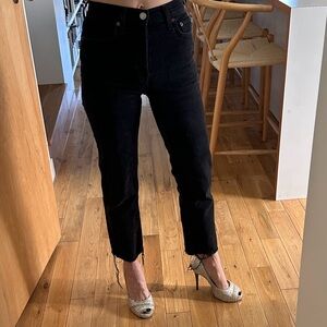 RE/DONE 70s Ultra High Rise Stovepipe Jeans in Jet Black S25